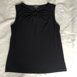 Black Nine West Knotted Sleeveless Blouse